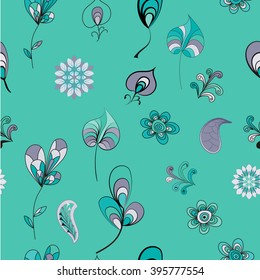 Vector elements for graphic works - leaves, flowers, branches, decoration.. Seamless pattern