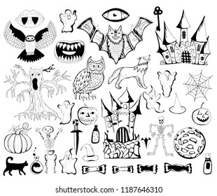 Vector elements for Halloween party decoration and print design