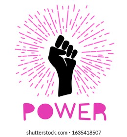 Vector elements of hand, association, human rights, girl power, symbol of freedom, firework. Use for 8 March, protest,  banners, advertising, cards, invitations, other illustrations.