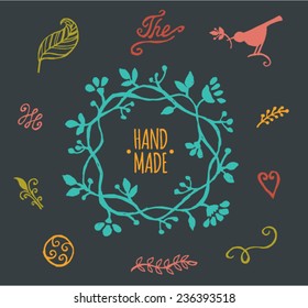Vector Elements. Handmade floral icons