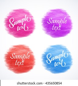 Vector elements for headers, labels, web buttons. Circle brush strokes. Colorful banners.
