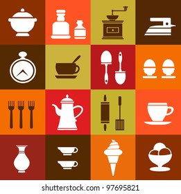 Vector elements of household items on a colorful background