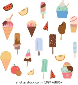 vector elements ice cream vector set of ice cream fruits summer heat texture wallpaper packaging drink sun hot country style beach set vector set of products melon cone watermelon Apple delicious food