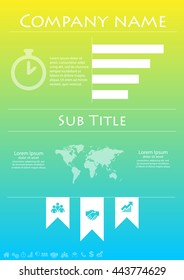 Vector elements for infographic. Flyer poster. Front page. Headline. Modern template for your work, infograph, presentation or workflow. Concept with business icons and place for your text. EPS10