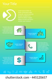 Vector elements for infographic. Flyer poster. Front page. Headline. Modern template for your work, infograph, presentation or workflow. Concept with business icons and place for your text. EPS10