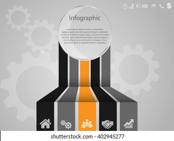 Vector elements for infographic. Modern template for your work, infograph, presentation or workflow. Concept with business icons and place for your text. EPS10