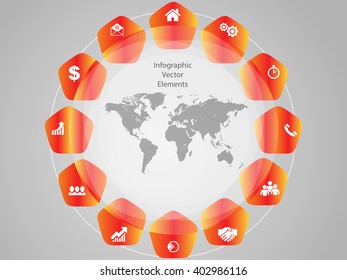 Vector elements for infographic. Modern template for your work, infograph, presentation or workflow. Concept with business icons and place for your text. EPS10