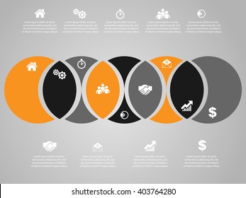 Vector elements for infographic. Modern template for your work, infograph, presentation or workflow. Concept with business icons and place for your text. EPS10