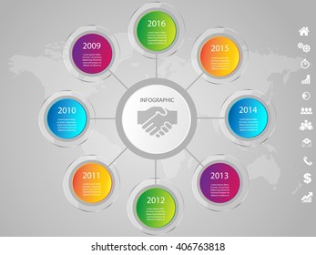 Vector elements for infographic. Modern template for your work, infograph, presentation or workflow. Concept with business icons and place for your text. EPS10