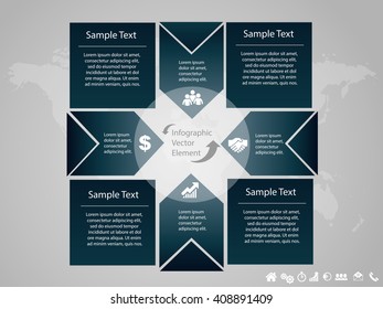 Vector elements for infographic. Modern template for your work, infograph, presentation or workflow. Concept with business icons and place for your text. EPS10