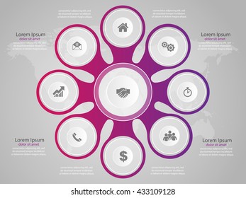 Vector elements for infographic. Modern template for your work, infograph, presentation or workflow. Concept with business icons and place for your text. EPS10