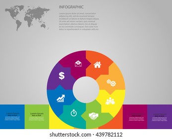 Vector elements for infographic. Modern template for your work, infograph, presentation or workflow. Concept with business icons and place for your text. EPS10