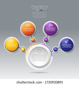 Vector elements for infographic. presentation and chart. steps or processes. options number workflow template design.4 step.