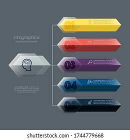 Vector elements for infographic. presentation and chart. steps or processes. options number workflow template design.5step. 
