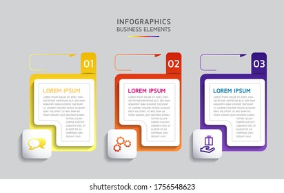 Vector elements for infographic. presentation and chart. steps or processes. 
options number workflow template design.3step. 