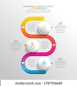 Vector elements for infographic. presentation and chart. steps or processes. 
options number workflow template design.3 step. 