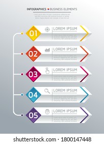 Vector elements for infographic. presentation and chart. steps or processes. 
options number workflow template design.5 step. 