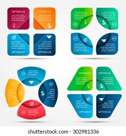 Vector elements for infographic. Template for cycle diagram, graph, presentation and round chart. Business concept 4 with options, parts, steps or processes. Data visualization.