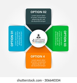 Vector elements for infographic. Template for cycle diagram, graph, presentation and round chart. Business concept with 4 options, parts, steps or processes. Abstract background.