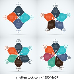 Vector elements for infographic. Template for cycle diagram, graph, presentation and chart. Business concept with 4, 5, 6 and 7 options, parts, steps or processes. Abstract background.