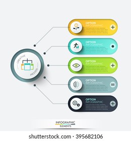 Vector elements for infographic. Template for diagram, graph, presentation and chart. Business concept with 5 options, parts, steps or processes. Abstract background