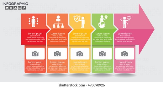 Vector elements for infographic. Template for diagram, graph, presentation and chart. Business concept with 5 options, parts, steps or processes. 