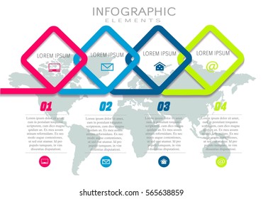 Vector elements for infographic. Template for diagram, graph, presentation and chart. Business concept with 4 options, parts, steps or processes. Abstract background