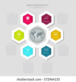 Vector elements for infographic. Template for diagram, graph, presentation and chart. Business concept with 6 options, parts, steps or processes. Abstract background