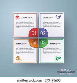 vector elements for infographic. Template for diagram, graph, presentation and chart. Business concept with 4 options, on grey background.
