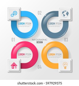 Vector elements for infographic. Template for diagram, graph, presentation and chart. Business concept with 4 options, parts, steps or processes. Abstract background.