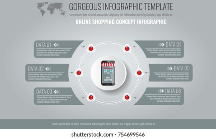Vector elements for infographic. Template for diagram, graph, presentation and chart with Business concept and with 6 options. Illustrated vector.