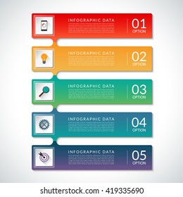 Vector elements for infographics. Business concept with 5 steps, parts, stages. Infographic options banner. Layout template for web, data visualization, workflow layout, chart, diagram, graph, report