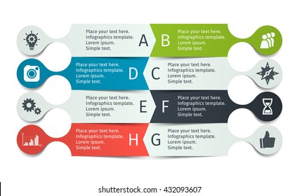 Vector elements for Infographics design. List for diagram, workflow layout, flowchart, steps, parts, timeline infographic, chart, web design, background. Modern concept with 8 options, parts, process