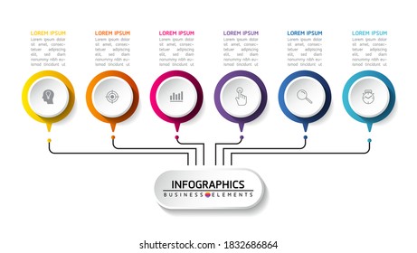 Vector elements for infographics. presentation and chart. steps or processes. 
options number workflow template design.6 steps. 