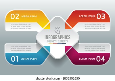 Vector elements for infographics. presentation and chart. steps or processes. 
options number workflow template design.4 steps. 