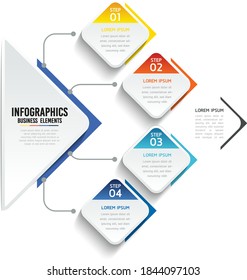 Vector elements for infographics. presentation and chart. steps or processes. 
options number workflow template design.4 steps. 