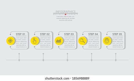 Vector elements for infographics. presentation and chart. steps or processes. 
options number workflow template design.5 steps.