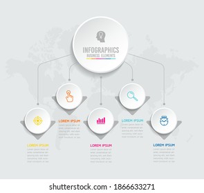 Vector elements for infographics. presentation and chart. steps or processes. 
options number workflow template design. 5 steps