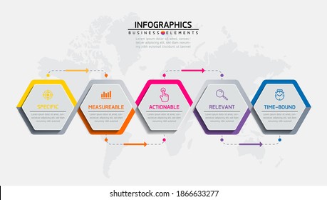 Vector elements for infographics. presentation and chart. steps or processes. 
options number workflow template design. 5 steps