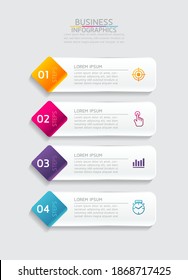 Vector elements for infographics. presentation and chart. steps or processes. 
options number workflow template design. 4 steps.