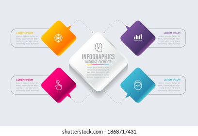 Vector elements for infographics. presentation and chart. steps or processes. 
options number workflow template design. 4 steps.