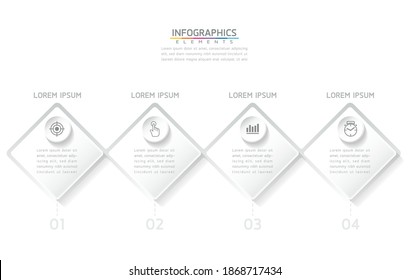 Vector elements for infographics. presentation and chart. steps or processes. 
options number workflow template design. 4 steps.