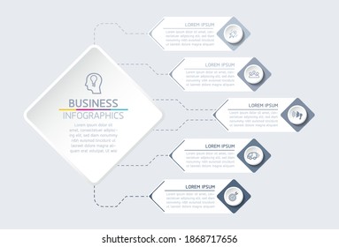 Elementos vectores para infografías. presentación y gráfico. pasos o procesos. 
número de opciones diseño de plantilla de flujo de trabajo. 5 pasos.