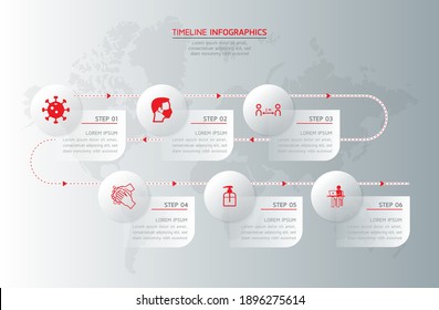 Vector elements for infographics. presentation and chart. steps or processes. 
options number workflow template design. 6 steps.