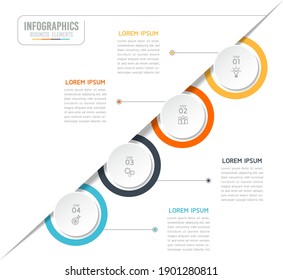 Vector elements for infographics. presentation and chart. steps or processes. 
options number workflow template design. 4 steps.