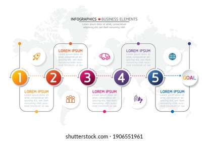 Vector elements for infographics. presentation and chart. steps or processes. 
options number workflow template design. 5steps.