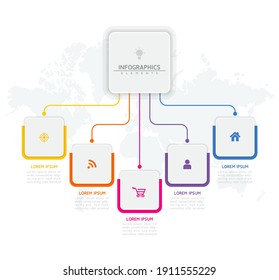 Vector elements for infographics. presentation and chart. steps or processes. 
options number workflow template design. 5 steps.