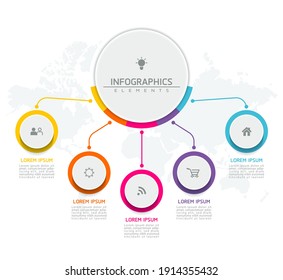 Vector elements for infographics. presentation and chart. steps or processes. 
options number workflow template design. 5 steps.
