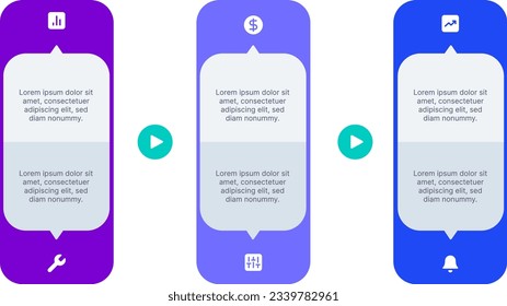 Vector elements for infographics for steps or processes with 3 tower