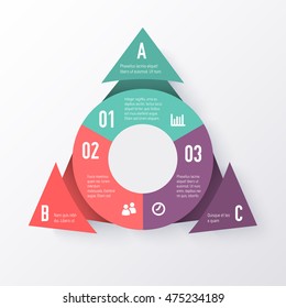 Vector elements for infographics. Template of a pie chart with triangle arrows.